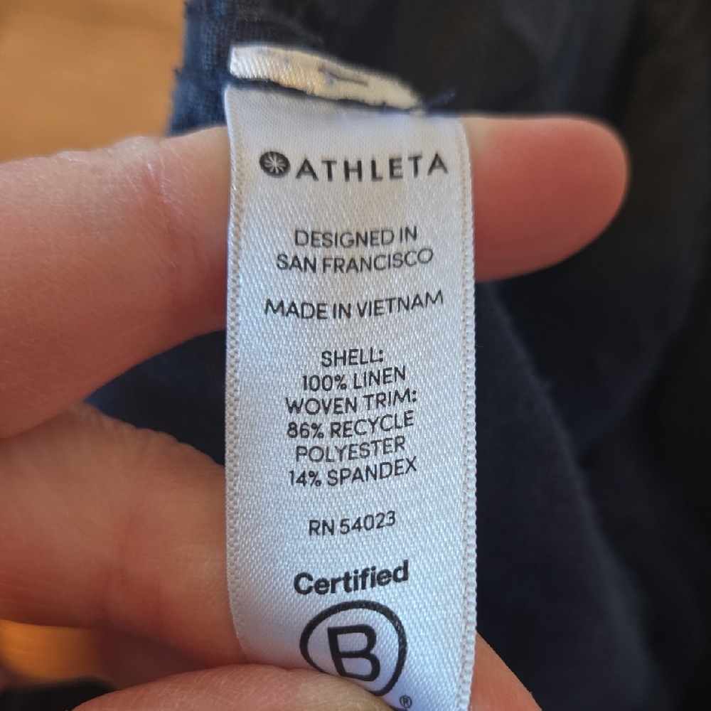 Athleta Dark Blue 100% Linen Jogger Pants - Picture 5 of 5